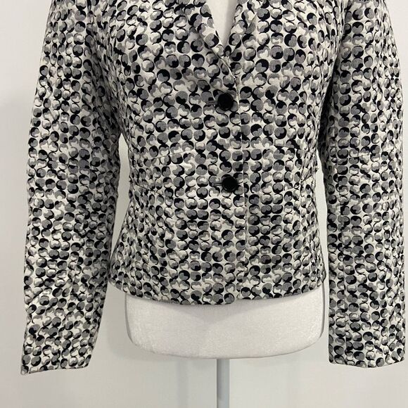 Akris Punto Black and White Abstract Print Lined Blazer Size 6 - Picture 3 of 16